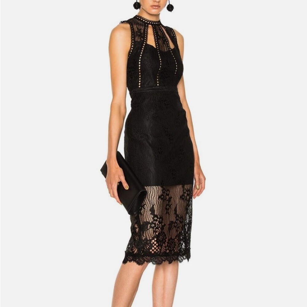 Alexis Black Sheath Open Back Oralie Midi Dress